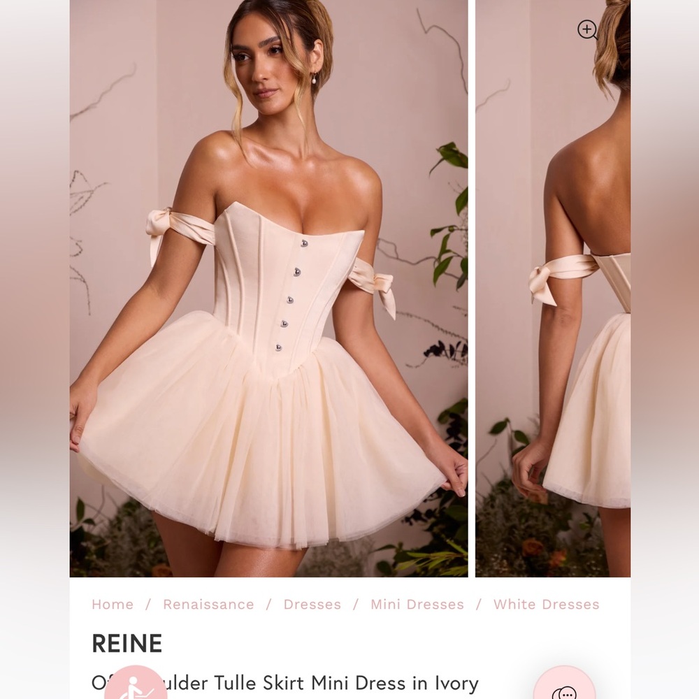 Oh Polly Cream Backless Bustier Babydoll Dress